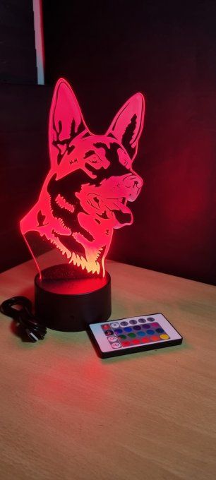 Lampe led 3D Berger Allemand, chien, chevet, veilleuse, déco, animaux