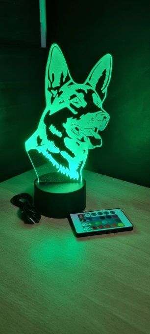 Lampe led 3D Berger Allemand, chien, chevet, veilleuse, déco, animaux