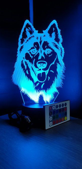 Lampe-led-3d-tête-de-loup