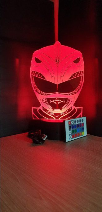 Lampe led 3D Buste Power Ranger, série, héros, veilleuse, déco, chambre, illusion, éclairage, chevet