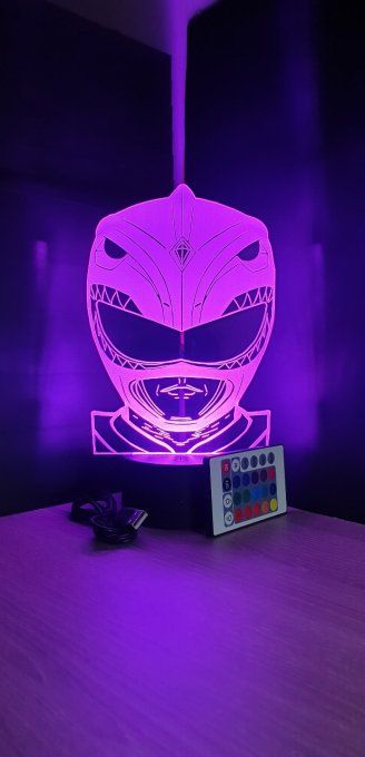 Lampe led 3D Buste Power Ranger, série, héros, veilleuse, déco, chambre, illusion, éclairage, chevet