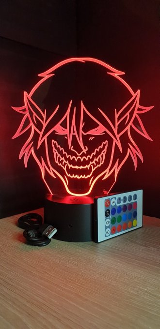 Lampe led 3D Tête Titan Eren, Attaque des Titans, manga, veilleuse ,idée cadeau, animé, illusion