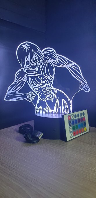 Lampe led 3D Titan Féminin, Attaque des Titans, manga, veilleuse, idée cadeau, animé, illusion