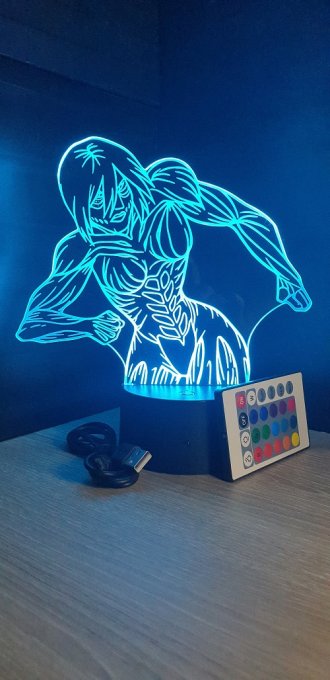Lampe led 3D Titan Féminin, Attaque des Titans, manga, veilleuse, idée cadeau, animé, illusion