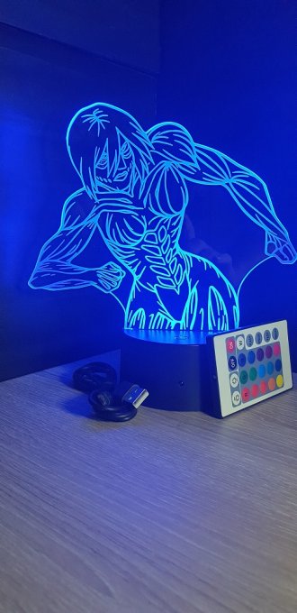 Lampe led 3D Titan Féminin, Attaque des Titans, manga, veilleuse, idée cadeau, animé, illusion