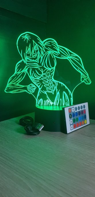 Lampe led 3D Titan Féminin, Attaque des Titans, manga, veilleuse, idée cadeau, animé, illusion