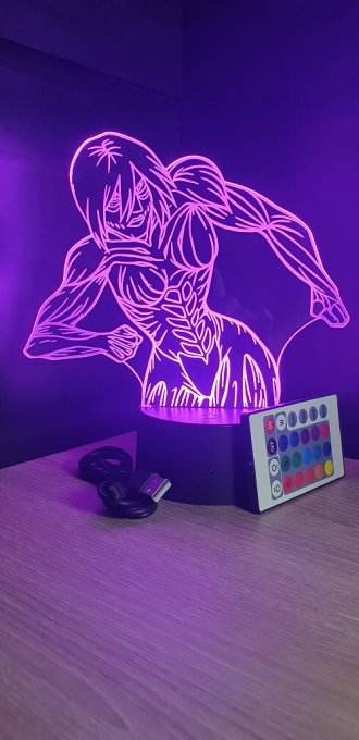 Lampe led 3D Titan Féminin, Attaque des Titans, manga, veilleuse, idée cadeau, animé, illusion