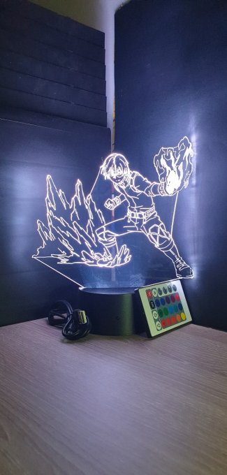 Lampe led 3D Shoto Todoroki, My Hero Academia, manga ,veilleuse, lampe de chevet, déco, illusion 