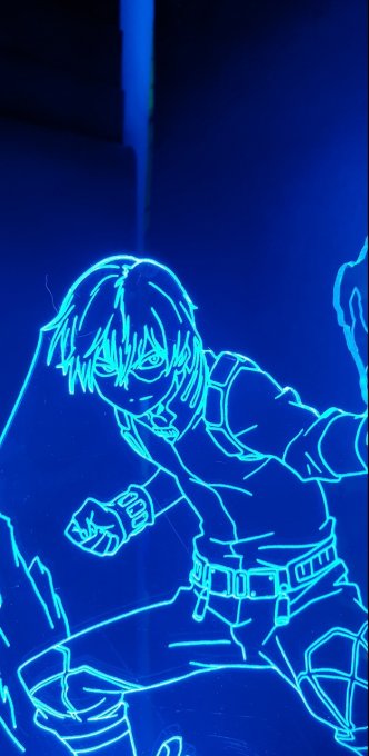 Lampe led 3D Shoto Todoroki, My Hero Academia, manga ,veilleuse, lampe de chevet, déco, illusion 
