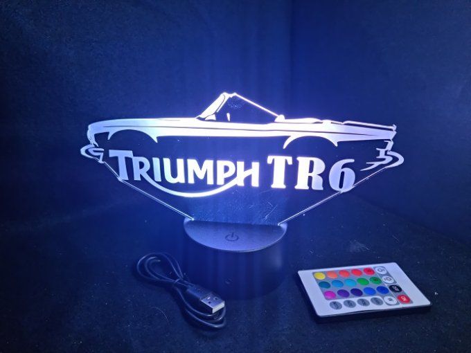 Lampe led 3D Triumph TR6, voiture, veilleuse, chevet, cadeau