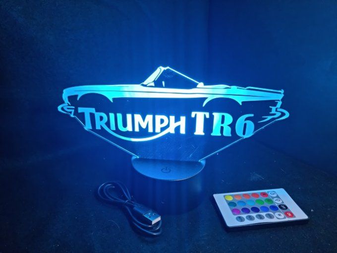 Lampe led 3D Triumph TR6, retro, voiture, veilleuse, chevet, cadeau, déco, illusion