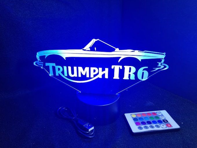 Lampe led 3D Triumph TR6, voiture, veilleuse, chevet, cadeau