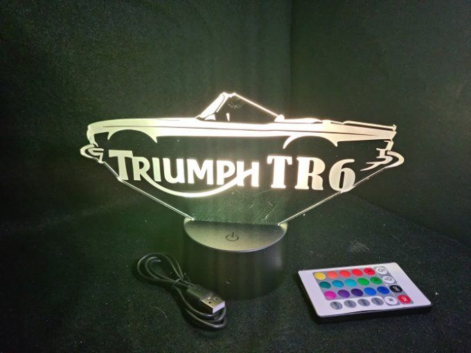 Lampe led 3D Triumph TR6, voiture, veilleuse, chevet, cadeau