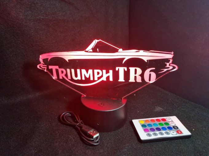 Lampe led 3D Triumph TR6, voiture, veilleuse, chevet, cadeau