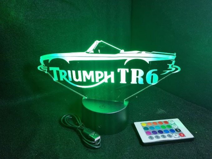 Lampe led 3D Triumph TR6, voiture, veilleuse, chevet, cadeau