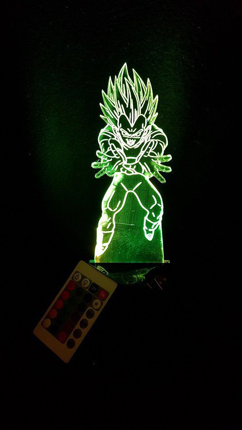 Lampe led 3D Vegeta SSJ, Dragon Ball, manga, veilleuse, idée cadeau, dessin animé, déco, illusion
