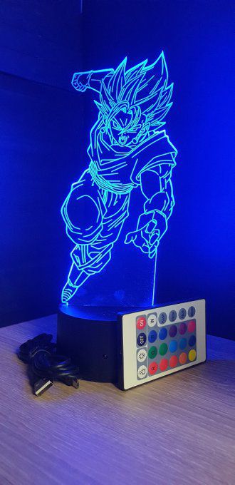 Lampe led 3D Vegetto, Dragon Ball, manga, veilleuse, idée cadeau, dessin animé, déco, illusion