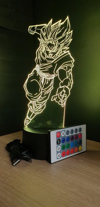 Lampe led 3D Vegetto, Dragon Ball, manga, veilleuse, idée cadeau, dessin animé, déco, illusion