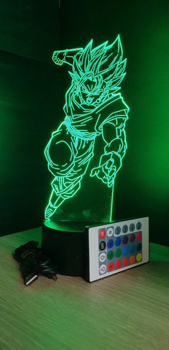 Lampe led 3D Vegetto, Dragon Ball, manga, veilleuse, idée cadeau, dessin animé, déco, illusion