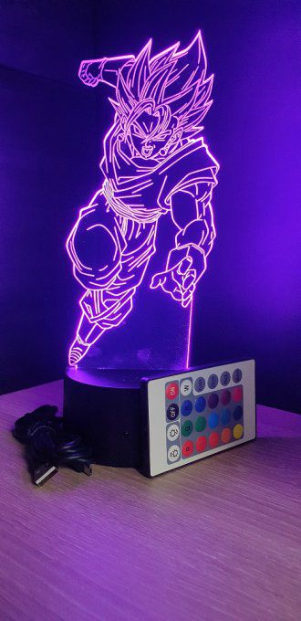 Lampe led 3D Vegetto, Dragon Ball, manga, veilleuse, idée cadeau, dessin animé, déco, illusion
