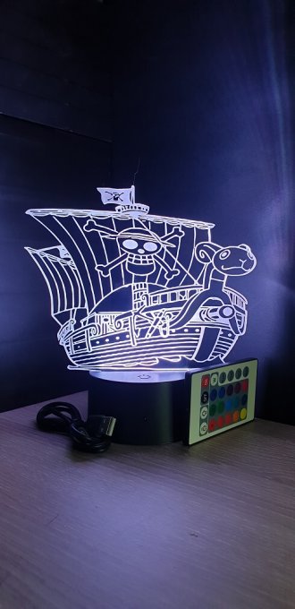 Lampe led 3D Vogue Merry, One Piece, manga, veilleuse, idée cadeau, dessin animé, déco, illusion