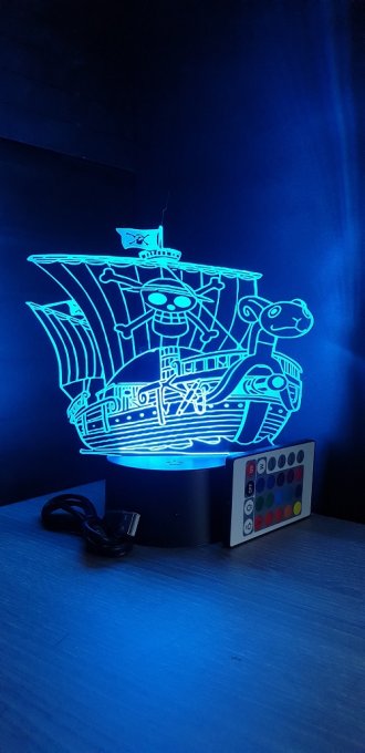 Lampe led 3D Vogue Merry, One Piece, manga, veilleuse, idée cadeau, dessin animé, déco, illusion