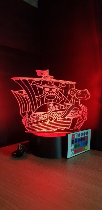 Lampe led 3D Vogue Merry, One Piece, manga, veilleuse, idée cadeau, dessin animé, déco, illusion