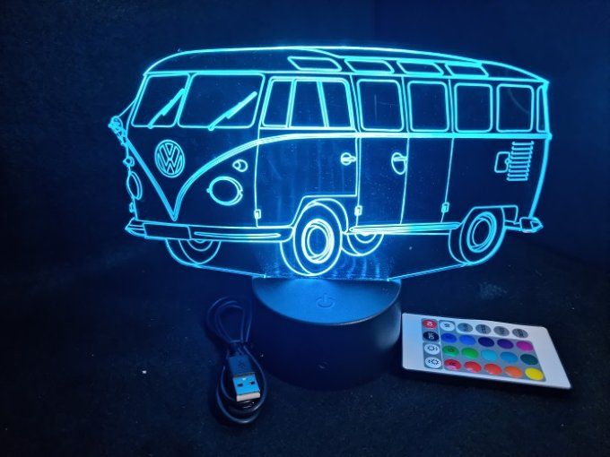 Lampe led 3D Volkswagen Combi, voiture, veilleuse, chevet, cadeau