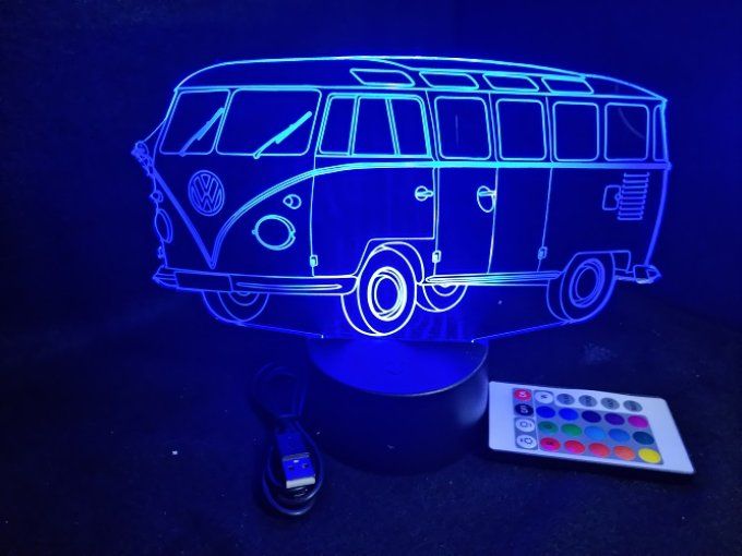 Lampe led 3D Volkswagen Combi, voiture, veilleuse, chevet, cadeau