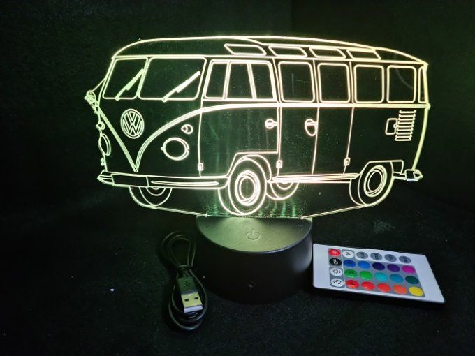 Lampe led 3D Volkswagen Combi, voiture, veilleuse, chevet, cadeau