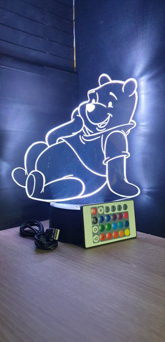 Lampe led 3D Winnie l'ourson, dessin animé, veilleuse, déco, chevet