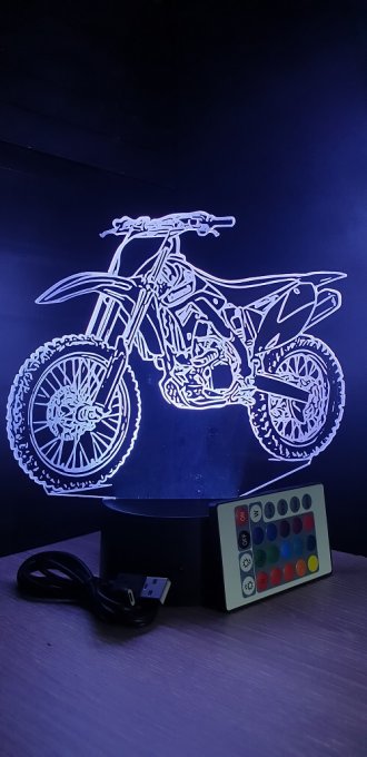 Lampe led 3D Yamaha 450F, Moto, cross, veilleuse, illusion, chevet