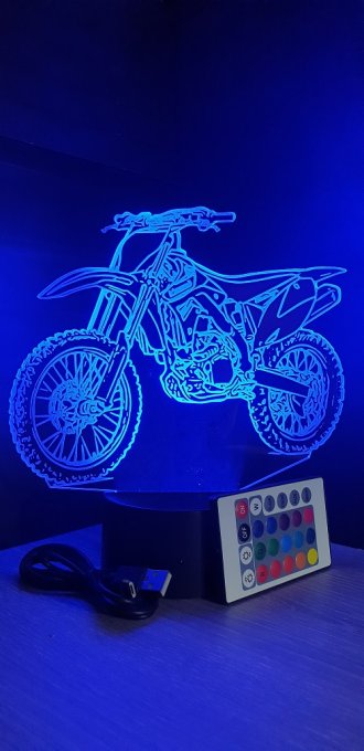 Lampe led 3D Yamaha 450F, Moto, cross, veilleuse, illusion, chevet