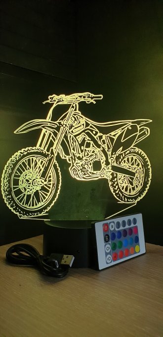 Lampe led 3D Yamaha 450F, Moto, cross, veilleuse, chevet, néon, idée cadeau, déco, illusion, chevet