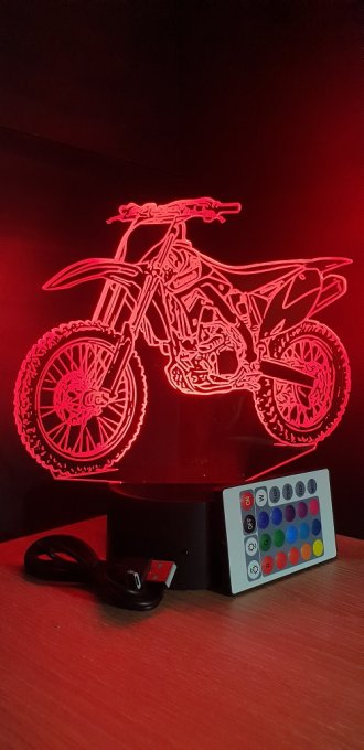 Lampe led 3D Yamaha 450F, Moto, cross, veilleuse, illusion, chevet