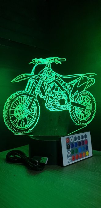 Lampe led 3D Yamaha 450F, Moto, cross, veilleuse, illusion, chevet