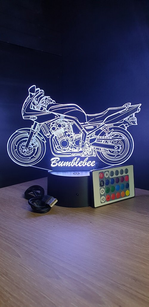 Lampe led 3D Yamaha FZ6, Moto, veilleuse, chevet, néon, idée cadeau, déco, illusion, bureau, lumière
