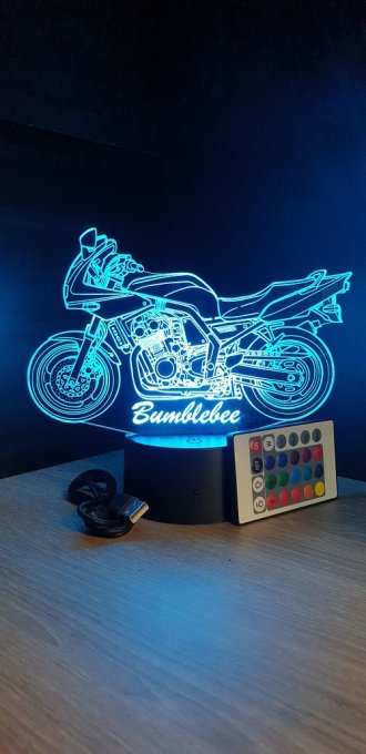 Lampe led 3D Yamaha FZ6, Moto, déco, illusion, bureau, lumière