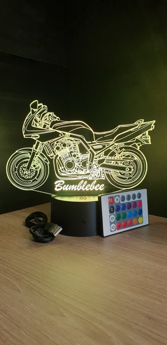 Lampe led 3D Yamaha FZ6, Moto, déco, illusion, bureau, lumière