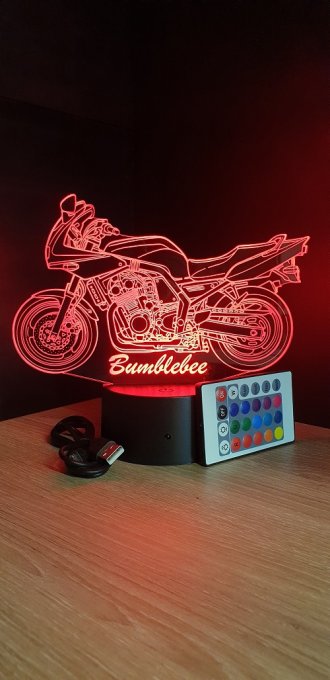 Lampe led 3D Yamaha FZ6, Moto, veilleuse, chevet, néon, idée cadeau, déco, illusion, bureau, lumière