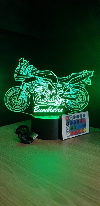 Lampe led 3D Yamaha FZ6, Moto, déco, illusion, bureau, lumière