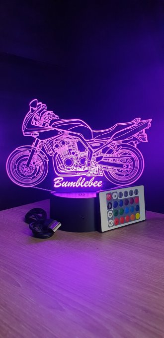 Lampe led 3D Yamaha FZ6, Moto, déco, illusion, bureau, lumière