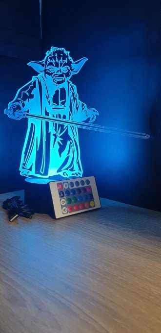 Lampe led 3d Yoda, Star Wars, film, veilleuse, illusion, déco, chevet