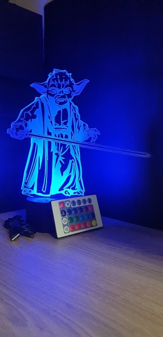 Lampe led 3d Yoda, Star Wars, film, veilleuse, illusion, déco, chevet