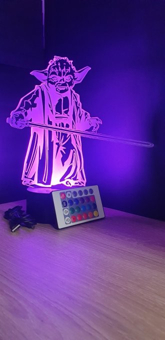 Lampe led 3d Yoda, Star Wars, film, veilleuse, illusion, déco, chevet