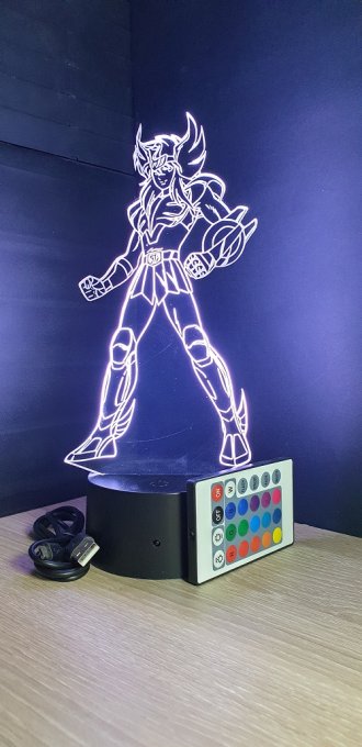 Lampe led 3D Yoga, Chevaliers du Zodiaque, illusion, idée cadeau, veilleuse, déco, chevet, chambre