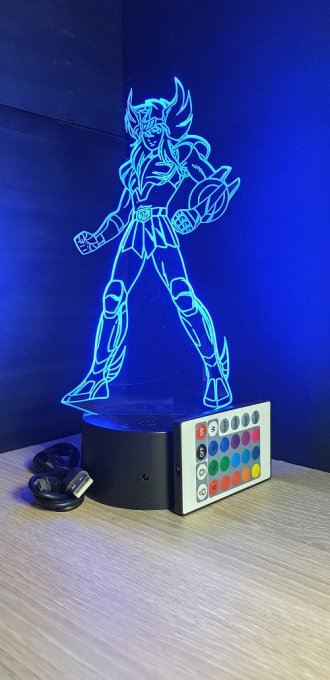 Lampe led 3D Yoga, Chevaliers du Zodiaque, illusion, idée cadeau, veilleuse, déco, chevet, chambre