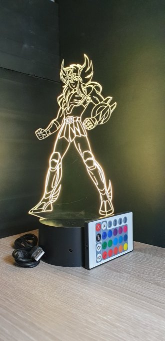 Lampe led 3D Yoga, Chevaliers du Zodiaque, illusion, idée cadeau, veilleuse, déco, chevet, chambre