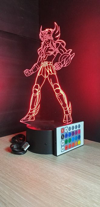 Lampe led 3D Yoga, Chevaliers du Zodiaque, illusion, idée cadeau, veilleuse, déco, chevet, chambre