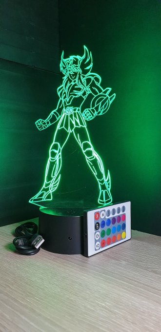 Lampe led 3D Yoga, Chevaliers du Zodiaque, illusion, idée cadeau, veilleuse, déco, chevet, chambre